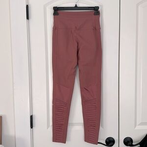 Alo Yoga Rose Pink High Rise Mesh Panel Moto Leggings Size Small